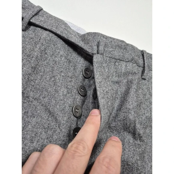 Rota Pantaloni Pants Mens 31x29 Gray Wool Flannel Flat Front Cuffed Italy 46